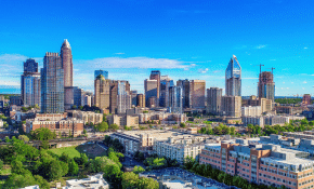 aerial view of charlotte north carolina skyline
